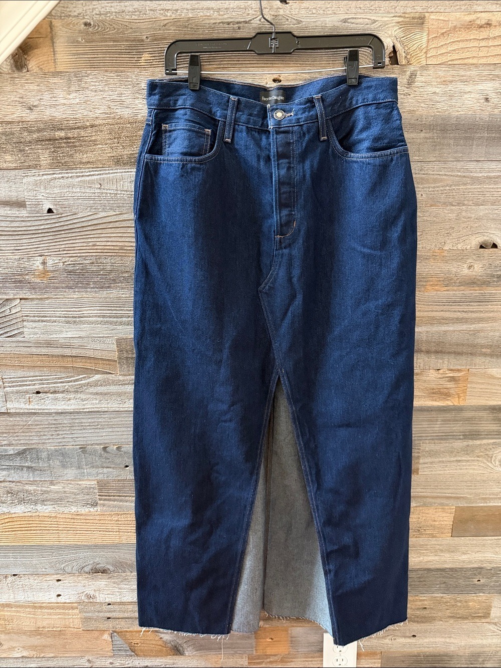 Favorite Daughter Sunny Denim Maxi Skirt Dark Wash Button Fly Size 28 NWT - Picture 2 of 10